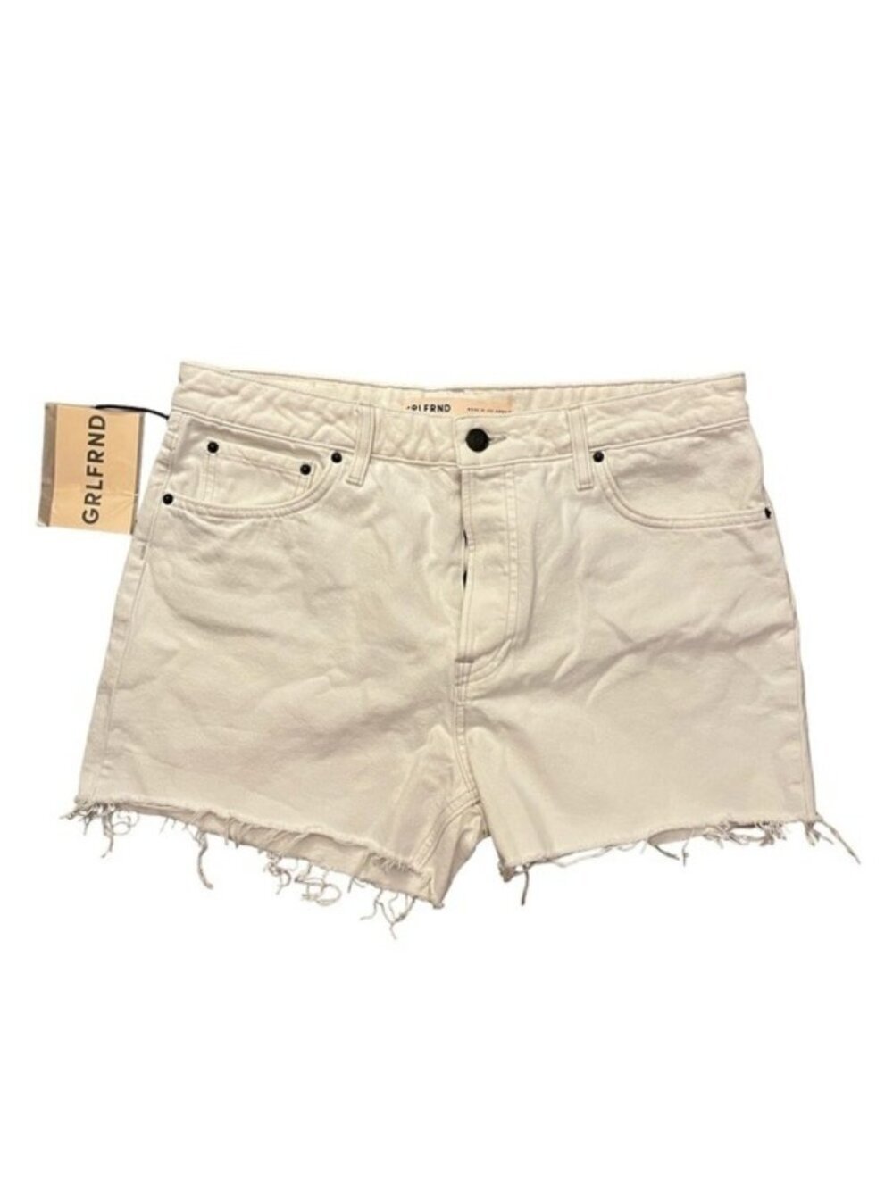 NWT GRLFRND Helena High-Rise Cutoff Denim Shorts White 29 MSRP $160